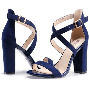 navy blue strappy heels!